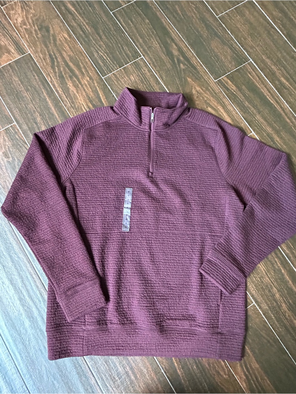 VRST Men's Recharge 1/4 Zip Mock Neck Sweatshirt Heathered Burgundy M